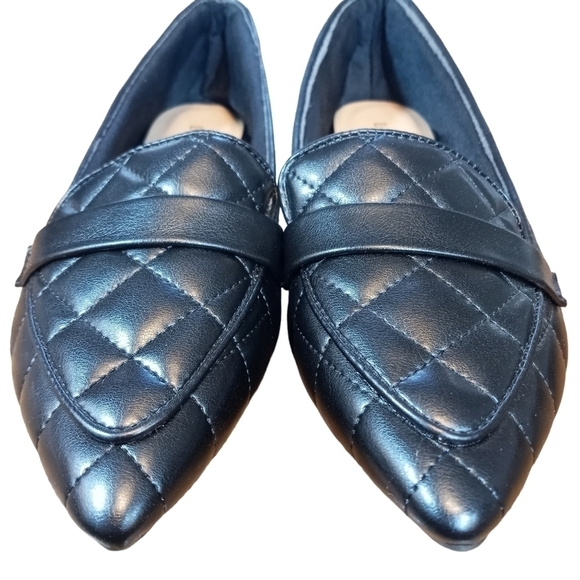 BAMBOO Justify 80 quilted pointed toe slip on loafer black size 7 1/2 - Picture 8 of 8